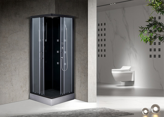 Kare Banyo Duş Kabinleri Gri Akrilik ABS Tepsi Siyah alüminyum