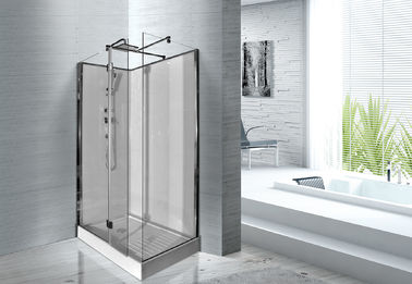 1200 x 800 x 2200 Dikdörtgen Duş Kabinleri Beyaz ABS Tepsi Krom Profiller