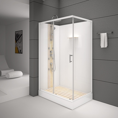 Kare Banyo Duş Kabinleri Beyaz Akrilik ABS Tepsi beyaz Boyalı 1200*80*225cm