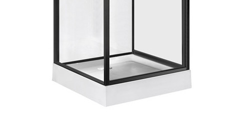 Pivot Kapı Kare 4mm Temperli Şeffaf Cam Duşakabin Beyaz Akrilik Tepsili